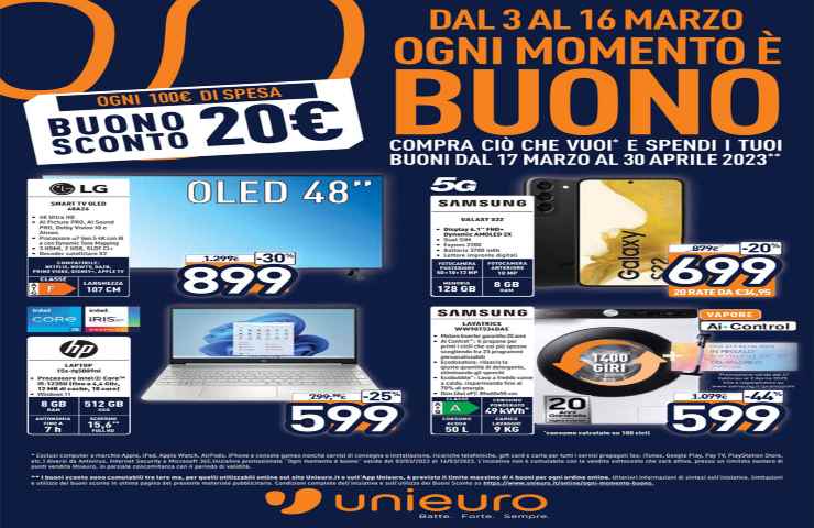 "Ogni momento è buono" nuovo volantino Unieuro